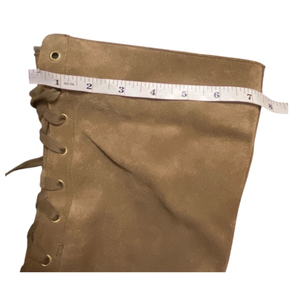 UGG Camille Tan Suede Leather Lace-up Knee High Heeled Boots Size 9.5 - Picture 10 of 12